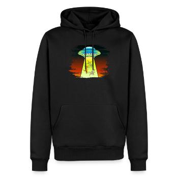 UFOS Alien Abduction Cats - Men’s Premium Organic Hoodie - black - Front - Nico (187cm)