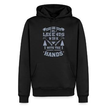 Seuls les constructeurs de légendes travaillent de leurs mains - Sweat à capuche Premium bio Homme - noir - Devant - Nico (187cm)