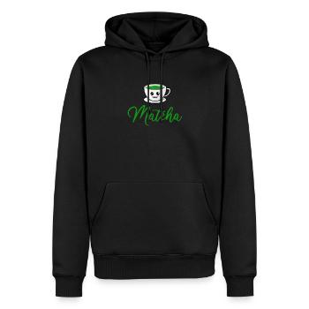 matcha, Funny matcha - Men’s Premium Organic Hoodie - black - Front - Nico (187cm)