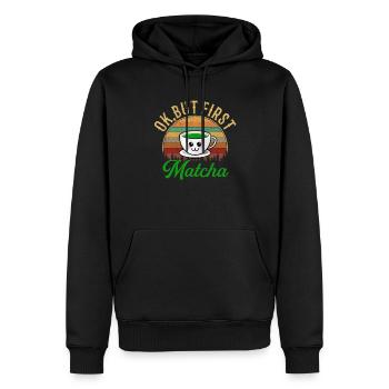 but first matcha matcha - Men’s Premium Organic Hoodie - black - Front - Nico (187cm)