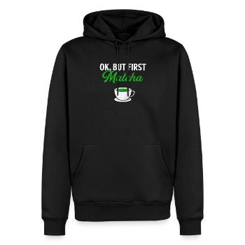 but first matcha matcha - Men’s Premium Organic Hoodie - black - Front - Nico (187cm)