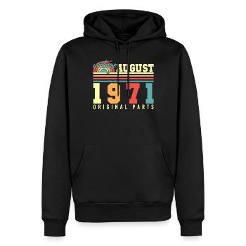 1971 En août Rétro - Sweat à capuche Premium bio Homme - noir - Devant - Nico (187cm)