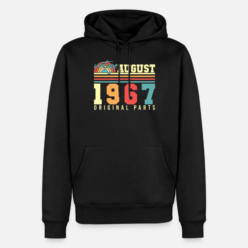 1967 En août Rétro - Sweat à capuche Premium bio Homme - noir