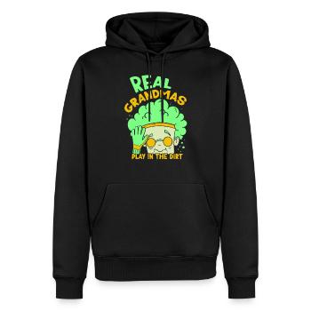 De vraies grands-mères jouent dans la saleté Grand-mère Grand-mère - Sweat à capuche Premium bio Homme - noir - Devant - Nico (187cm)