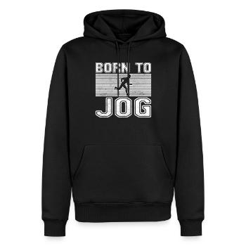 Joggen Laufen - Männer Premium Bio Hoodie - Schwarz - Vorne - Nico (187cm)