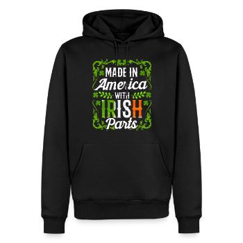 Fabriqué en Amérique avec des parties irlandaises irlandaises - Sweat à capuche Premium bio Homme - noir - Devant - Nico (187cm)