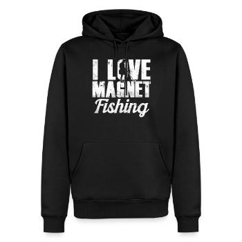 Ich Liebe Magnet Fishing Magnetfischen - Männer Premium Bio Hoodie - Schwarz - Vorne - Nico (187cm)