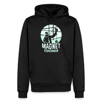 Aimant de pêche magnétique pour pêcheurs magnétique - Sweat à capuche Premium bio Homme - noir - Devant - Nico (187cm)