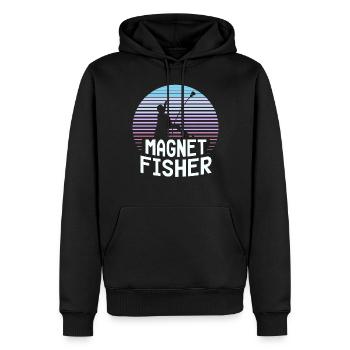 Magnet Pêcheur Aimant Pêche magnétique - Sweat à capuche Premium bio Homme - noir - Devant - Nico (187cm)