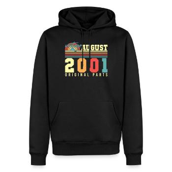 Mois de naissance Août 2001 - Sweat à capuche Premium bio Homme - noir - Devant - Nico (187cm)