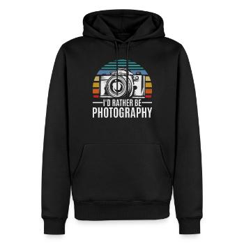 Photographe Photographe Je préfère - Sweat à capuche Premium bio Homme - noir - Devant - Nico (187cm)