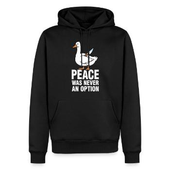 Peace Was Never An Option - Gänse Meme - Männer Premium Bio Hoodie - Schwarz - Vorne - Nico (187cm)