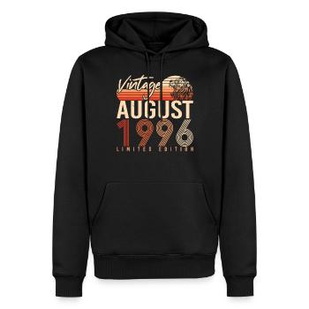 Mois de naissance Août 1996 - Sweat à capuche Premium bio Homme - noir - Devant - Nico (187cm)