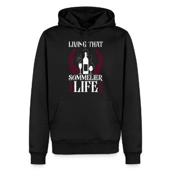 Dégustation de vin de sommelier - Sweat à capuche Premium bio Homme - noir - Devant - Nico (187cm)