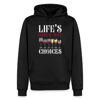 Dégustation de vin de sommelier - Sweat à capuche Premium bio Homme - noir - Devant - Nico (187cm)