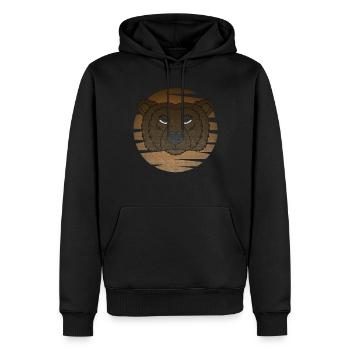 Grizzly Bear Motif Portrait Lune avec Ours - Sweat à capuche Premium bio Homme - noir - Devant - Nico (187cm)