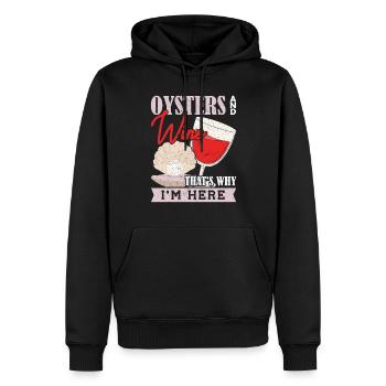 Oysters and Wine thats why Im Here Austern - Men’s Premium Organic Hoodie - black - Front - Nico (187cm)