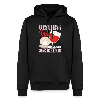 Oysters and Wine thats why Im Here Austern - Men’s Premium Organic Hoodie - black - Front - Nico (187cm)