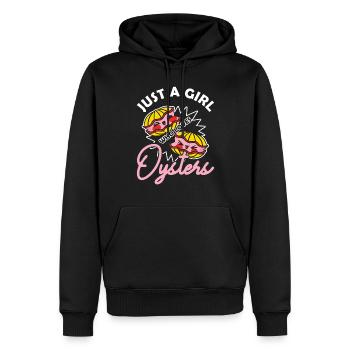 Juste une fille qui aime les huîtres austern - Sweat à capuche Premium bio Homme - noir - Devant - Nico (187cm)