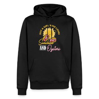 Juste une fille qui aime le soleil et les huîtres austern - Sweat à capuche Premium bio Homme - noir - Devant - Nico (187cm)