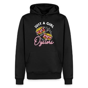 Juste une fille qui aime les huîtres austern - Sweat à capuche Premium bio Homme - noir - Devant - Nico (187cm)