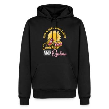 Juste une fille qui aime le soleil et les huîtres austern - Sweat à capuche Premium bio Homme - noir - Devant - Nico (187cm)