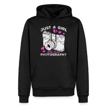 Juste une fille qui est photographe de photographie - Sweat à capuche Premium bio Homme - noir - Devant - Nico (187cm)