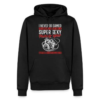 Ich hätte nie geträumt, dass ich zu einem super - Männer Premium Bio Hoodie - Schwarz - Vorne - Nico (187cm)