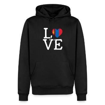 I love Mongolia, Mongolian flag mongolia - Men’s Premium Organic Hoodie - black - Front - Nico (187cm)