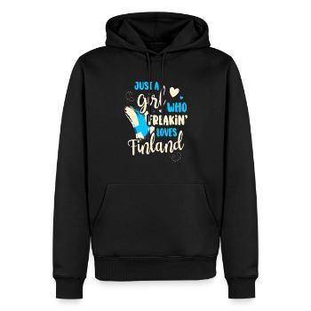 Finlande - Sweat à capuche Premium bio Homme - noir - Devant - Nico (187cm)