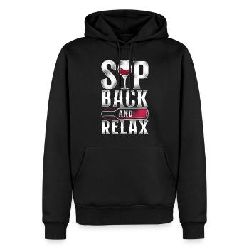 Dégustation de vin de sommelier - Sweat à capuche Premium bio Homme - noir - Devant - Nico (187cm)