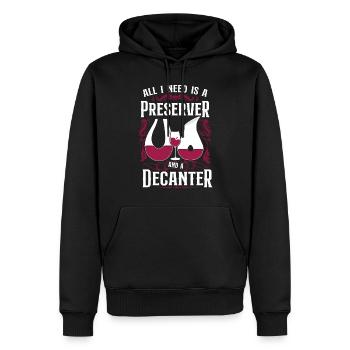 Dégustation de vin de sommelier - Sweat à capuche Premium bio Homme - noir - Devant - Nico (187cm)
