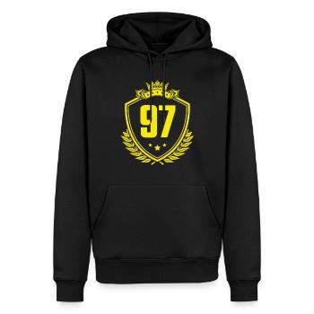 97 Nombre d’armoiries - Sweat à capuche Premium bio Homme - noir - Devant - Nico (187cm)