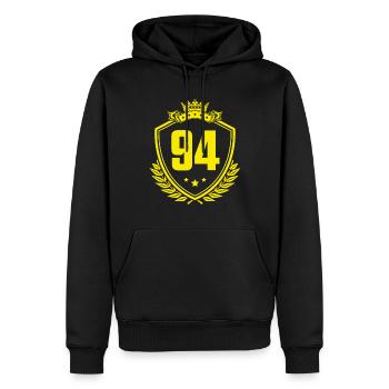 94 Nombre d’armoiries - Sweat à capuche Premium bio Homme - noir - Devant - Nico (187cm)