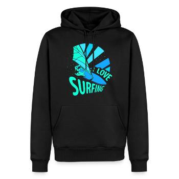 J’adore surfer surf surf surf surf - Sweat à capuche Premium bio Homme - noir - Devant - Nico (187cm)