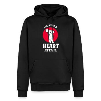Ich Habe Einen Herzinfarkt Überlebt Herzanfall - Männer Premium Bio Hoodie - Schwarz - Vorne - Nico (187cm)