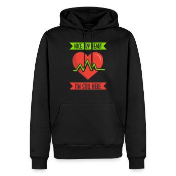 Bon cœur d’essai je suis toujours là - Sweat à capuche Premium bio Homme - noir - Devant - Nico (187cm)