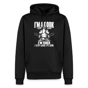 Je ne m’arrête pas quand je suis fatigué Fun Culinaire - Sweat à capuche Premium bio Homme - noir - Devant - Nico (187cm)