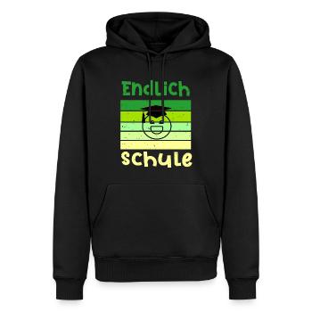 Endlich in die Schule Smile Schulbeginn T shirt - Männer Premium Bio Hoodie - Schwarz - Vorne - Nico (187cm)