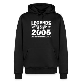 17ème Anniversaire Août Vintage 2005 Idée Cadeau - Sweat à capuche Premium bio Homme - noir - Devant - Nico (187cm)