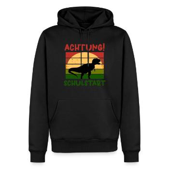 Achtung Schulstart Dino Schulbeginn T shirt - Männer Premium Bio Hoodie - Schwarz - Vorne - Nico (187cm)