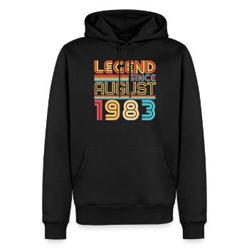 Année de construction Août 1983 - Sweat à capuche Premium bio Homme - noir - Devant - Nico (187cm)
