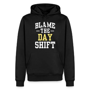Die Tagesschicht Verantwortlich Machen Arbeit - Männer Premium Bio Hoodie - Schwarz - Vorne - Nico (187cm)