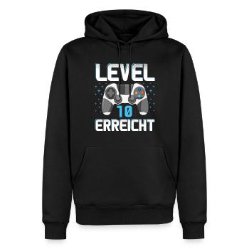 Level 10 Erreicht Gamer - Männer Premium Bio Hoodie - Schwarz - Vorne - Nico (187cm)