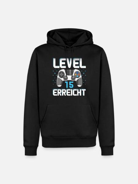 Level 15 Erreicht Gamer - Männer Premium Bio Hoodie - Schwarz