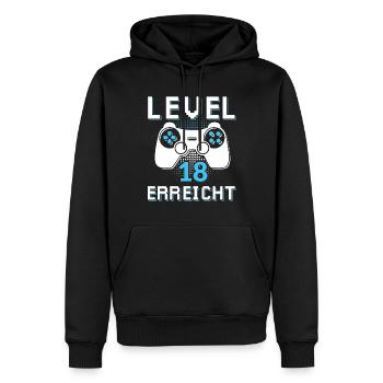 Level 18 Erreicht Gamer - Männer Premium Bio Hoodie - Schwarz - Vorne - Nico (187cm)