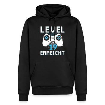 Level 19 Erreicht Gamer - Männer Premium Bio Hoodie - Schwarz - Vorne - Nico (187cm)