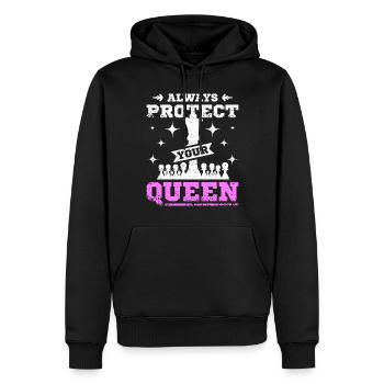 Protégez toujours votre reine des échecs - Sweat à capuche Premium bio Homme - noir - Devant - Nico (187cm)