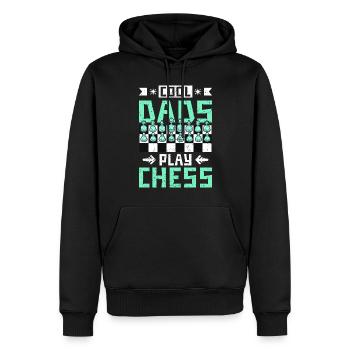 les papas sympas jouent aux échecs - Sweat à capuche Premium bio Homme - noir - Devant - Nico (187cm)