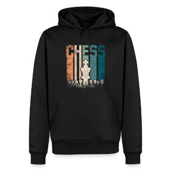 Échecs Vintage Rétro - Sweat à capuche Premium bio Homme - noir - Devant - Nico (187cm)